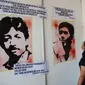 Pengunjung mengamati sejumlah gambar dan kutipan tokoh pejuang Indonesia Pramoedya Ananta Toer, Soe Hok Gie &amp; I Gede Raka yang terbuat dari stensil di kawasan Jalan Ganeca, Bandung, Jabar. (Antara
