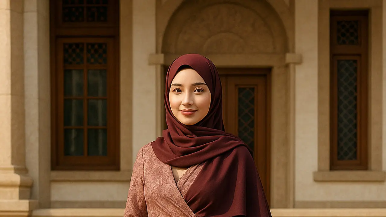 Rekomendasi Model Gamis Brokat Selendang Bahu