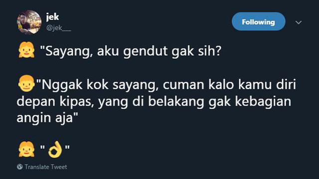 7 Jawaban Kocak Pria Saat Ditanya Pacar 'Aku Gendutan Enggak?'