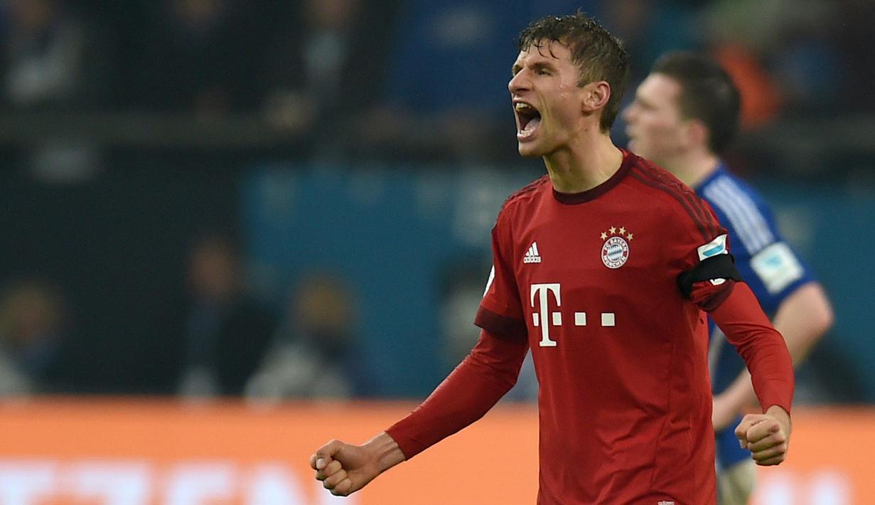 Pemain Bayern Munich, Thomas Mueller sementara ini sudah mencetak 5 gol. (AFP Photo/Patrik Stollarz)