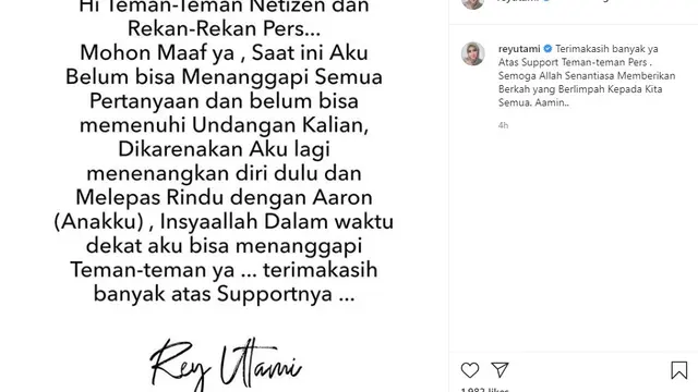 Rey Utami (Foto: Instagram/@reyutami)