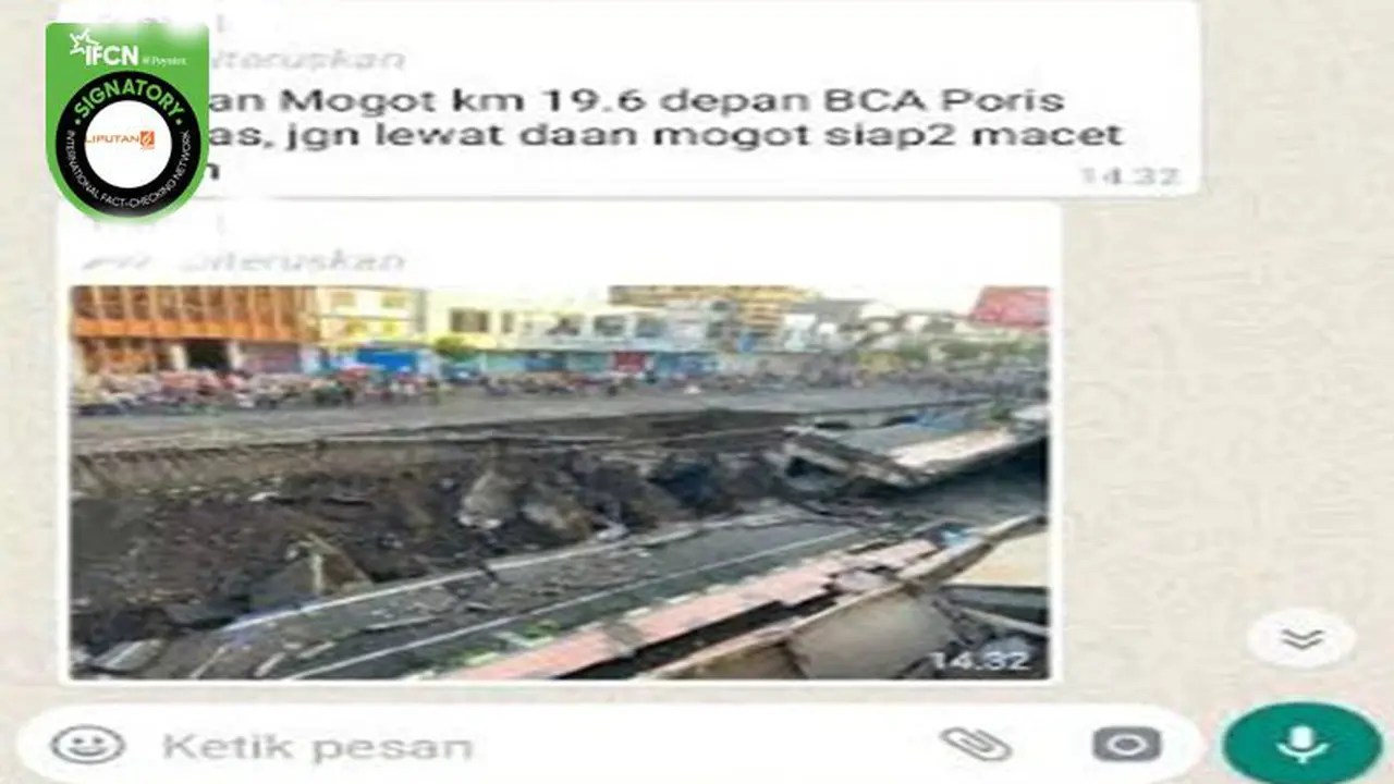 Gambar Tangkapan Layar Kabar Tentang Jalan Daan Mogot Ambles