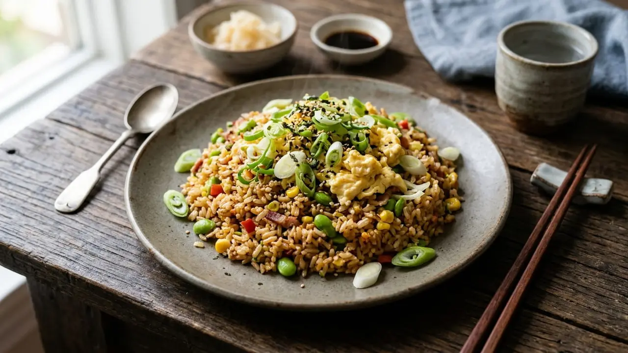 Resep Nasi Goreng Mentega ala Jepang dengan Telur dan Daun Bawang