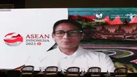 Menteri Pariwisata dan Ekonomi Kreatif Sandiaga Salahuddin Uno dalam Forum Wisata di Jakarta. Pemerintah menargetkan sebanyak 7,4 juta turis asing kunjungi Indonesia di 2023.
