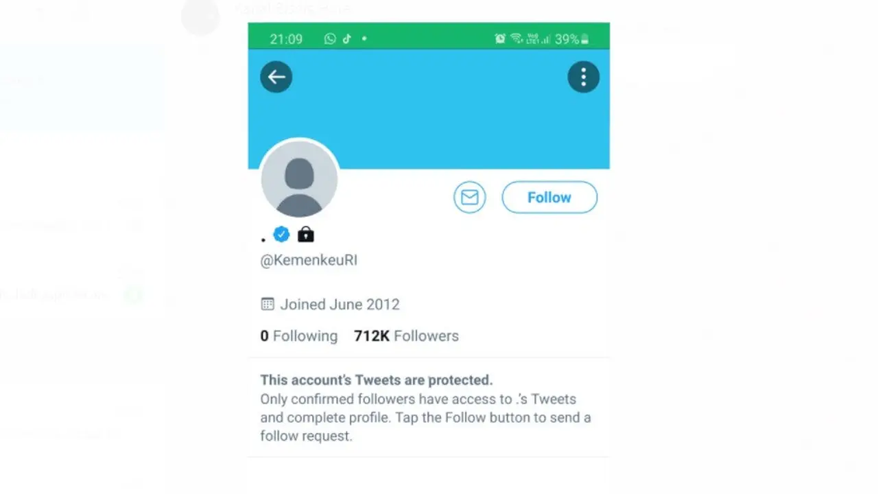 Akun Twitter @ KemenkeuRI diretas