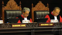 Sidang perdana pengujian Undang-undang pencegahan dan pemberantasan Tindak Pidana Pencucian Uang (TPPU) ini diajukan mantan Ketua MK Akil Mochtar, Jumat (29/8/14). (Liputan6.com/Faisal R Syam)