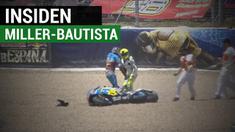 Berita video insiden pebalap Jack Miller mendorong Alvaro Bautista setelah keduanya jatuh di balapan MotoGP Jerez 2017. Insiden tersebut terjadi pada putaran keenam di tikungan pertama sirkuit. Seperti apa aksi mendorong Miller tersebut?