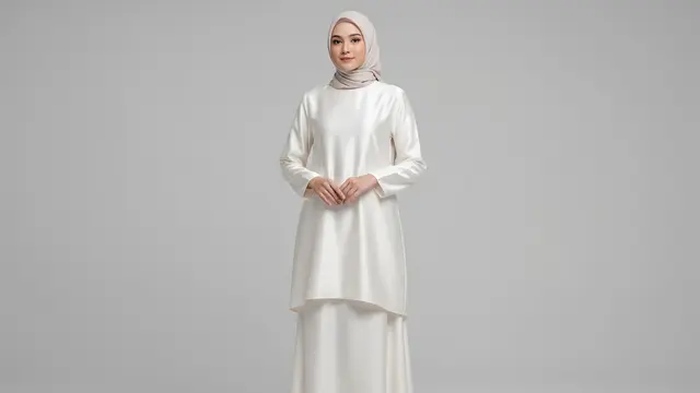 Baju Kurung Satin Polos yang Minimalis