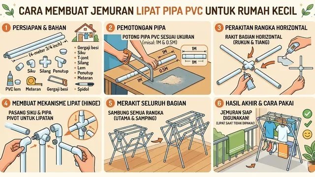 Cara Membuat Jemuran Lipat dari Pipa PVC untuk Rumah Kecil