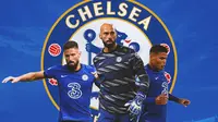 Chelsea - Olivier Giroud, Willy Caballero, Thiago Silva (Bola.com/Adreanus Titus)