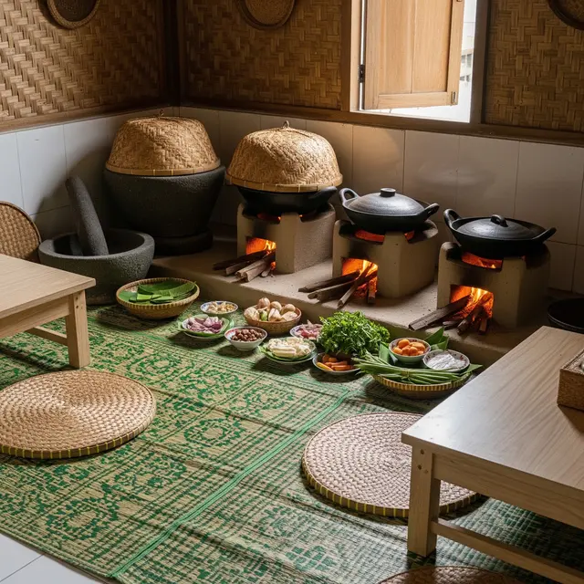 Desain Dapur Kampung Kecil tapi Terlihat Bersih dan Adem (AI Generated)