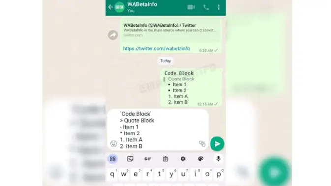 <p>Format Teks Baru di WhatsApp. Credit: Wabetainfo</p>