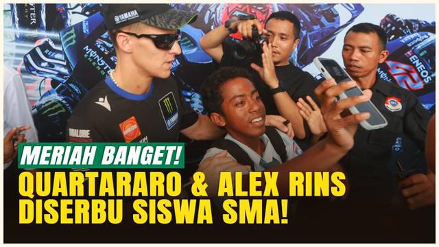 Dua pembalap Monster Energy Yamaha, Fabio Quartararo dan Alex Rins, mengunjungi SMAN 2 Mataram, NTB, menyapa ribuan siswa dan guru dalam acara meet and greet jelang MotoGP Mandalika 2025. Kedua rider ini mendapat sambutan hangat yang memperlihatkan a...