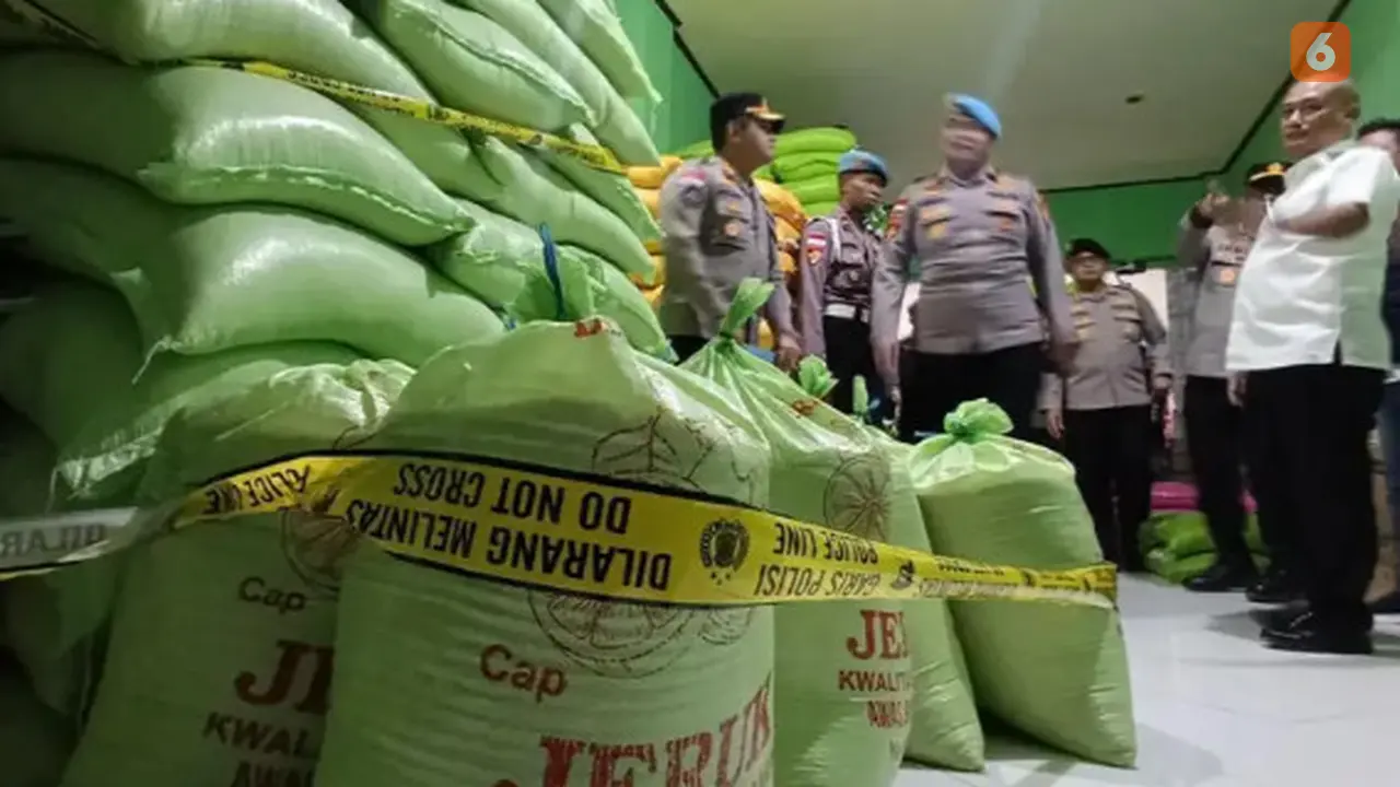 Barang bukti beras yang disita polisi
