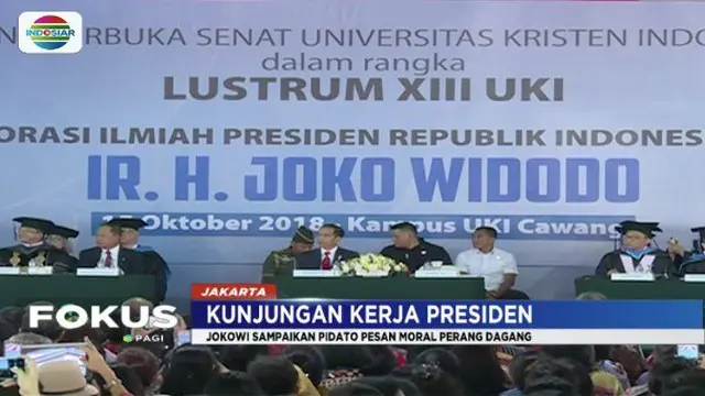 Hadiri dies natalis Universitas Kristen Indonesia, Presiden Jokowi sampaikan pesan  perang dagang antar-negara berbahaya bagi siklus kehidupan