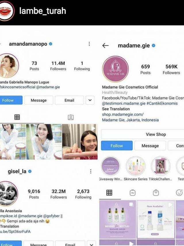 Akun gosip yang menayangkan status Amanda Manopo