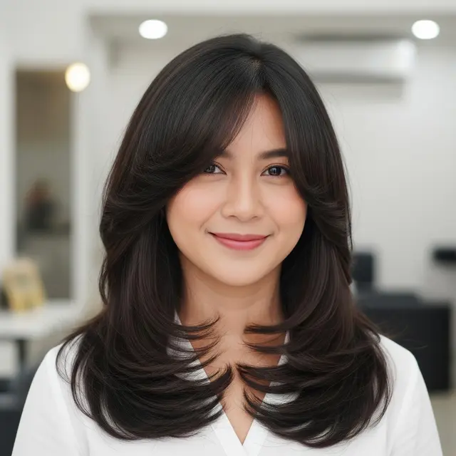 Model Rambut Wanita Panjang Layer Cut.