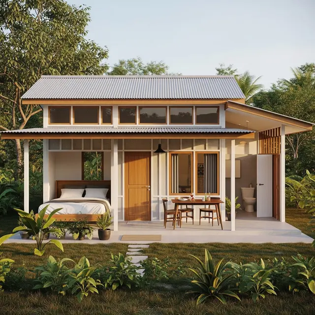 Desain Rumah Kampung Estetik Budget Terbatas (Image by Gemini AI)