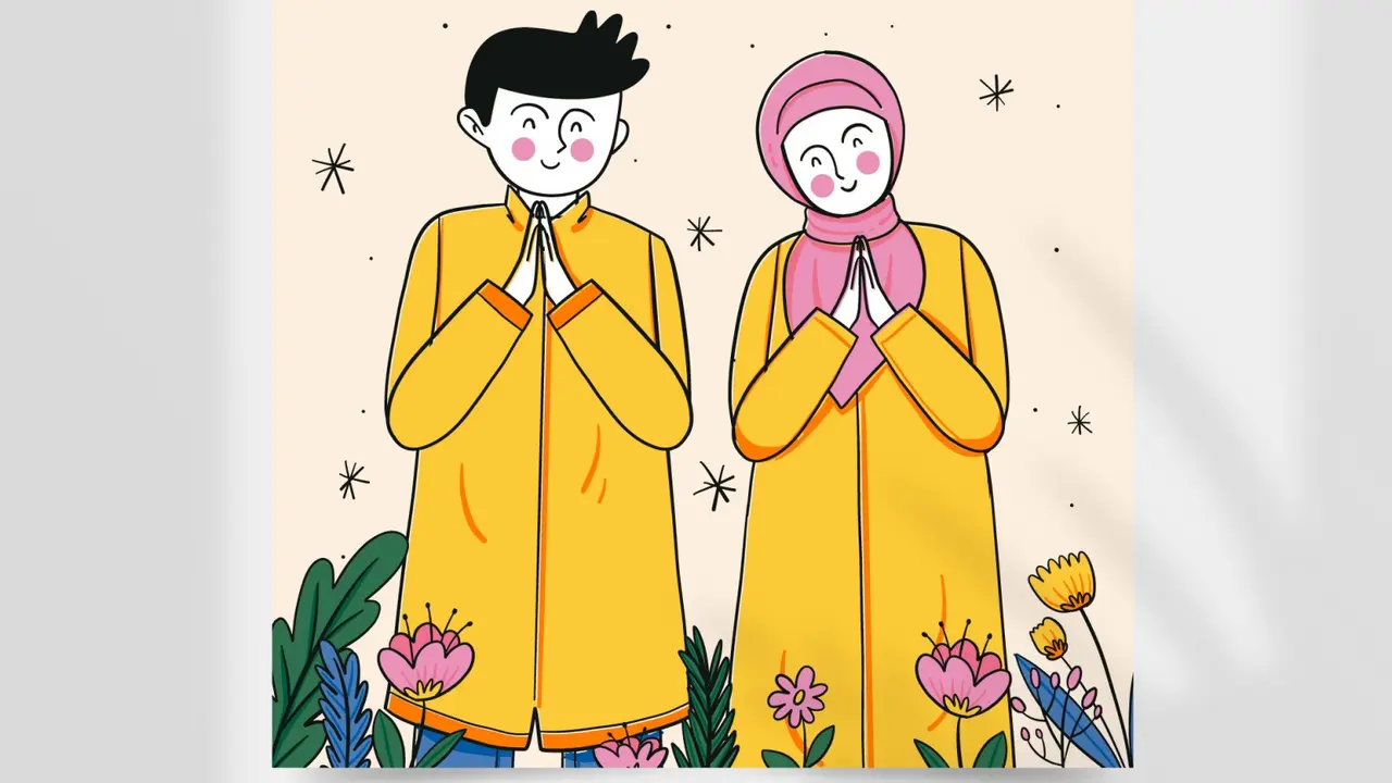 Ilustrasi pasangan muslim, Islami