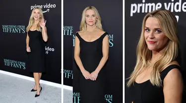 Foto kolase Reese Witherspoon saat menghadiri pemutaran perdana film "Something From Tiffany's" di Los Angeles di AMC Century City 15 di Century City, California pada 29 November 2022. (Amy Sussman/Getty Images/AFP)