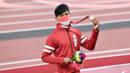 Tampil di Stadion Nasional Tokyo, Sapto Yogo mencatatkan waktu 11,31 pada laga final. Catatan waktu itu sudah cukup mengantarnya menyabet medali perunggu. (Foto: Dok NPC Indonesia)