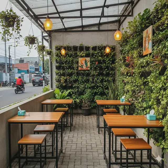 Desain Warung Makan Outdoor Lahan Sempit