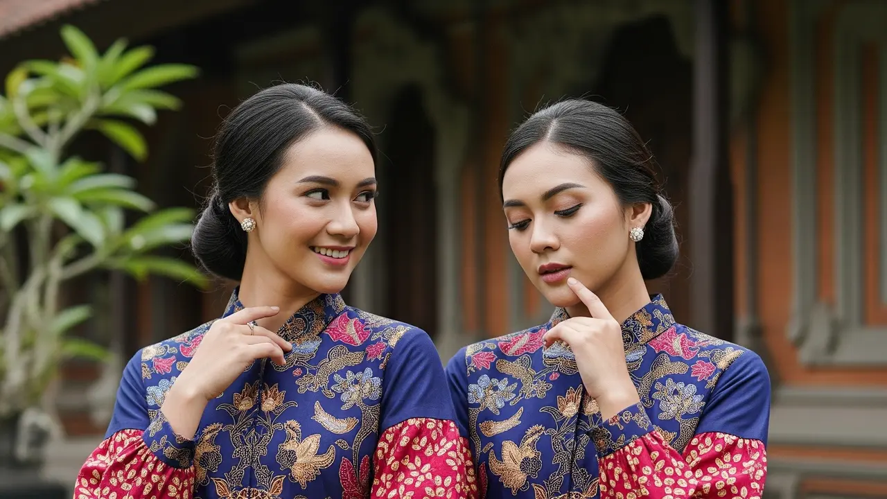 Tunik Batik Kombi Brokat Lengan Balon Motif Modern