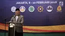 UKP-DKAP Din Syamsuddin saat memberikan sambutan dalam Musyawarah Besar Pemuka Agama untuk Kerukunan Bangsa di Jakarta, Kamis (8/2). Ada tujuh isu keagamaan yang akan dibahas dalam musyawarah pemuka agama kali ini. (Liputan6.com/Arya Manggala)
