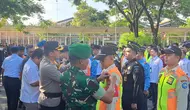 Pengelola Bandara Soekarno-Hatta, menggelar apel gabungan kesiapan Angkutan Lebaran (angleb) 2025, di Posko Terpadu terminal 1b Bandara Soekarno Hatta, Jumat (21/3/2025).
