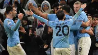 Manchester City meraih kemenangan 3-0 atas Bayern Munchen pada laga leg pertama perempat final Liga Champions di Stadion Etihad, Rabu (12/4/2023) dini hari WIB. (AFP/Paul Ellis)