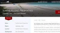 Tangkapan layar Pulau Sumba dijual di situs daring ramai jadi diperbincangkan di media sosial. (Liputan6.com/ Dok Ist @Private Islands)