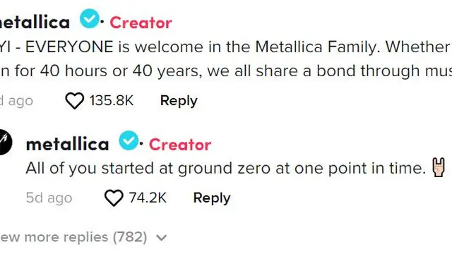 Unggahan Metallica di TikTok.