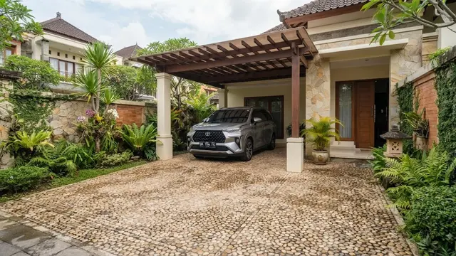 Jenis lantai untuk area carport outdoor model coral sikat