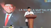 Ketua DPD RI saat memberikan sambutan di acara Peresmian Pasar Benteng Pancasila Mojokerto, 22 Oktober 2020, yang lalu. (Foto:Dok.DPD RI)