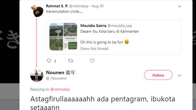 Cek Fakta - desain ibu kota baru RI yang dikaitkan dengan simbol pentagram (Twitter)