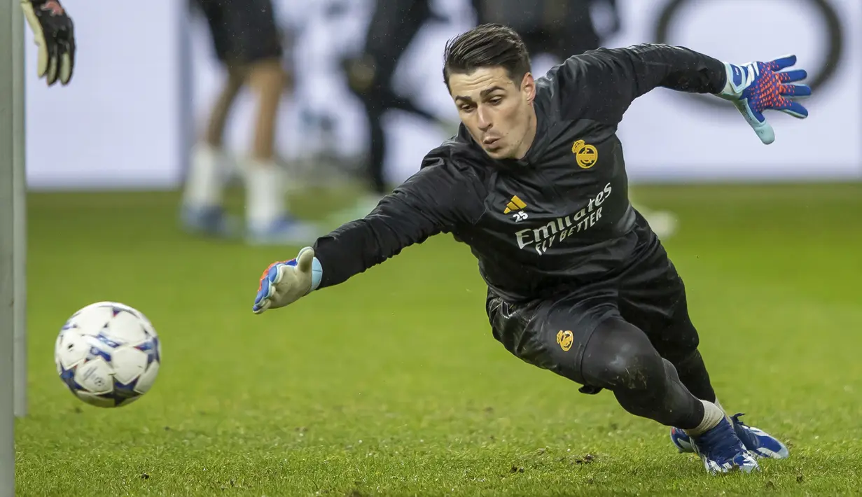 Real Madrid akan menghadapi Union Berlin pada matchday 6 Grup C Liga Champions 2023/2024 di Stadion An der Alten Forsterei, Rabu (13/12) dinihari WIB. (Andreas Gora/dpa via AP)
