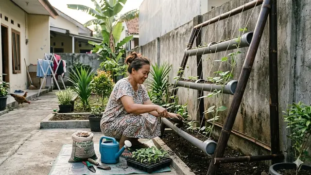 Trik Membuat Kebun Kacang Panjang Vertikal Anti Sempit untuk Pekarangan Mini