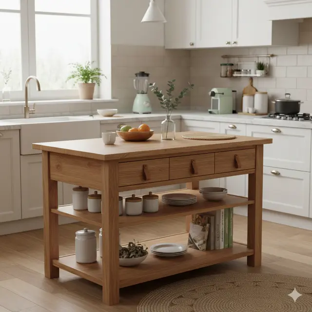 Model Meja Dapur Minimalis dari Kayu