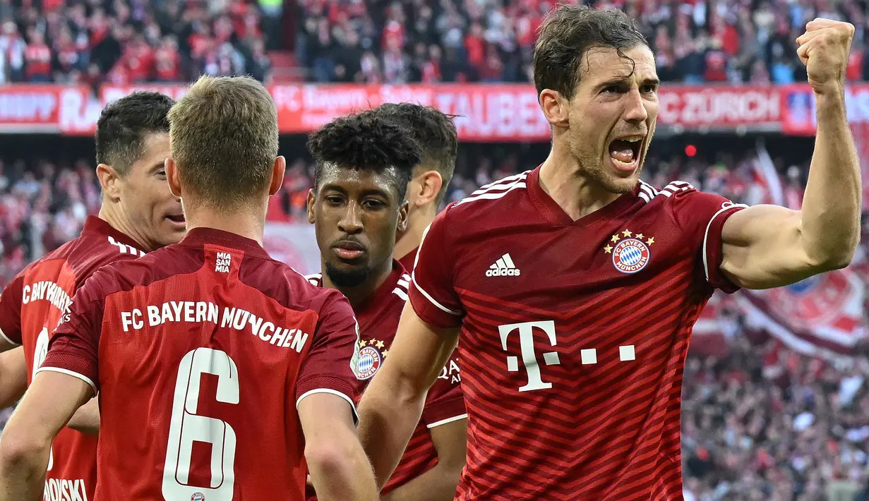 <p>Kemenangan&nbsp;ini cukup untuk membawa Bayern meraih trofi Bundesliga musim 2021/2022. Sebab, Bayern kini telah meraih 75 poin. Mereka unggul 13 poin dari Dortmund dan hanya tiga laga tersisa untuk dimainkan kedua tim. (AFP/Kerstin Joensson)</p>