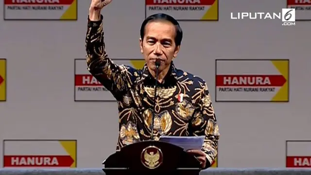 Presiden Joko Widodo (Jokowi), menyaksikan dan memberikan pidato pada pengukuhan Dewan Pimpinan Pusat (DPP) Partai Hanura, periode 2016-2020 di Sentul International Convention Center (SICC) Babakan Madang, Bogor, Jawa Barat.