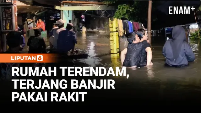 Pakai Rakit, Warga Rawa Terate Jakarta Terobos Banjir