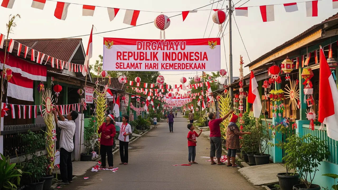 Dekorasi Jalan Kampung 17 Agustus yang Bikin Warga Bangga (AI Generated)