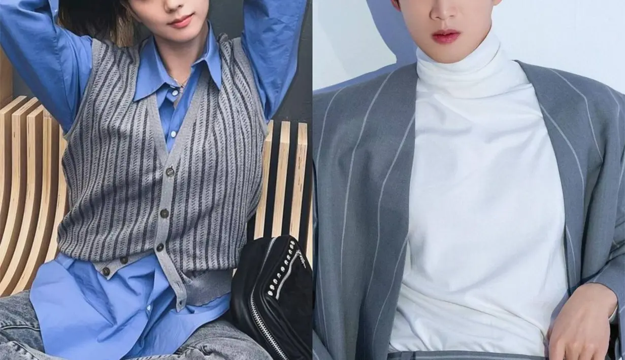 Keduanya tampil dnegan preppy look. Jisoo BLACKPINK cantik dibalut oversized shirt biru ditumpuk vest rajut abu-abu yang serasi dengan celana jeansnya. Sedangkan Ahn Bo Hyun tampil dengan turtleneck putih, ditumpuknya dengan setelan blazer abu-abu bergaris yang serasi dengan celana panjangnya. [Foto: Instagram/Artis]