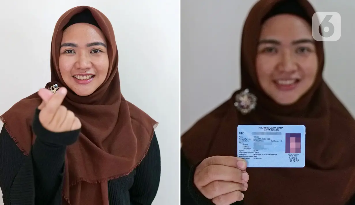 Wilda (40) menunjukkan KTP saat dijumpai di Bekasi, Jawa Barat. Wilda mengaku pada awalnya merasa bingung karen belum mengerti mengapa tanggal lahirnya tidak ada setiap tahun, namun setelah tahu mengenai tahun kabisat dia pun merasa spesial. (Liputan6.com/Herman Zakharia)