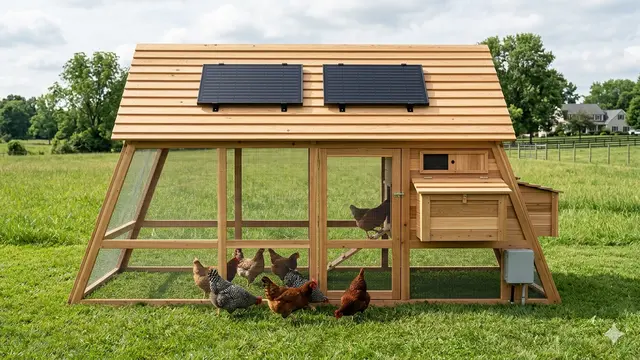 Desain Kandang Ayam dengan Panel Surya Mini. Gemini