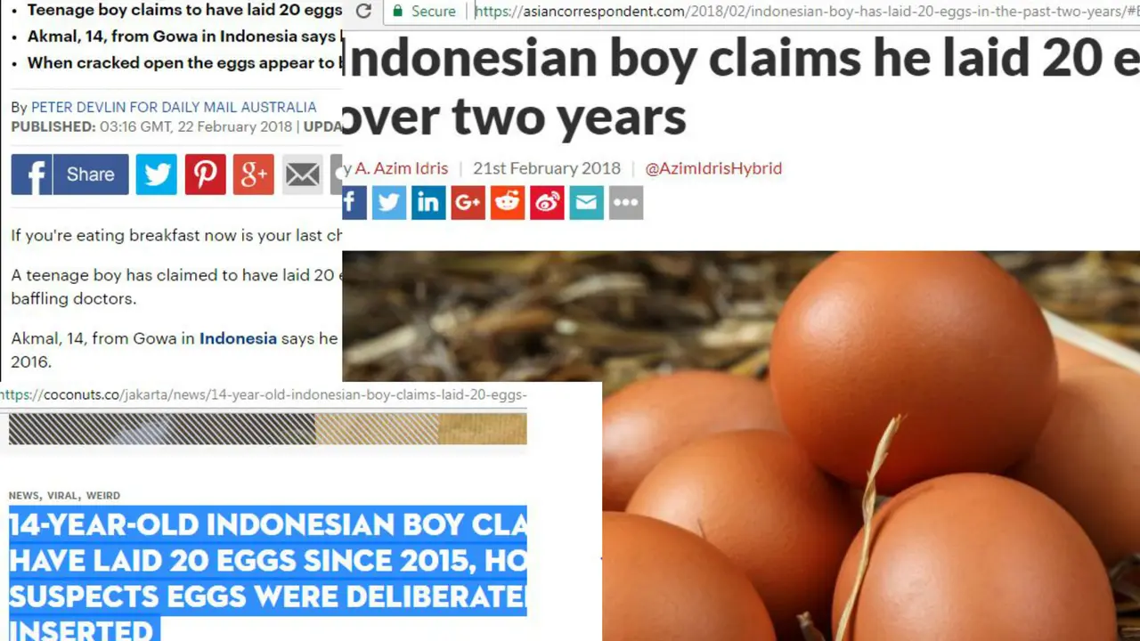 Sejumlah media asing menyoroti remaja bertelur asal Gowa, Sulawesi Selatan. (Screenshot)