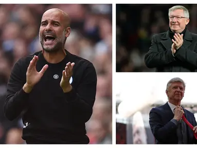Catatan 500 gol Pep Guardiola selama membesut Mnachester City di Liga Inggris menjadi rekor baru. Ia hanya menjalaninya dalam 207 laga. Ada 4 pelatih lain di belakang Pep Guardiola yang sukses dilewatinya. Siapa saja sih? (Kolase AFP)