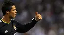 Ekspresi kegembiraan Cristiano Ronaldo sesudah mencetak gol ke gawang Malaga pada partai La Liga di Estadio La Rosaleda, 16 Oktober 2010. AFP PHOTO/JORGE GUERRERO