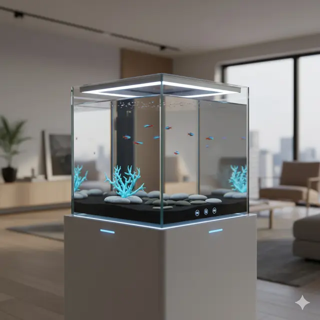 Akuarium mini untuk rumah modern (Foto: Gemini AI)