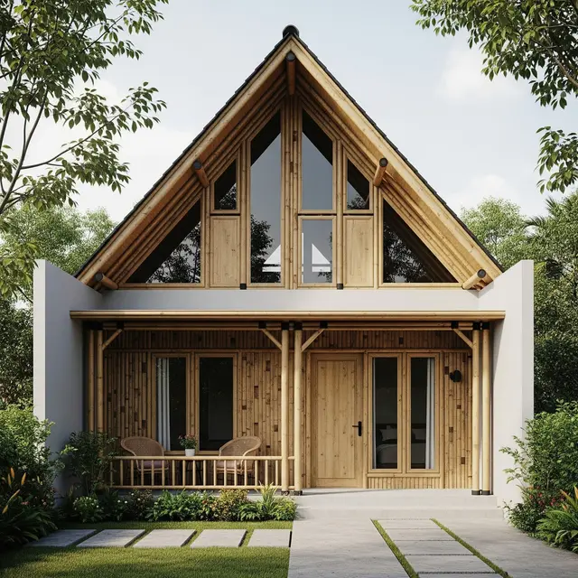 Desain Rumah Rp50 Juta Pakai Bambu Modern